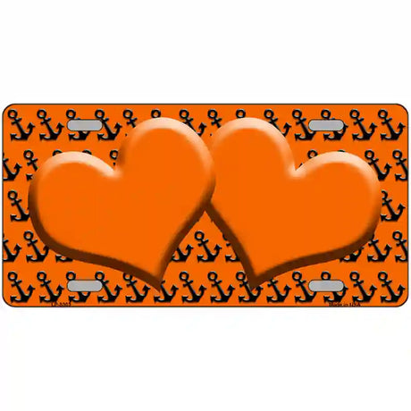 Orange Black Anchor Orange Heart Center Metal Novelty License Plate 24" x 12" (LLP)