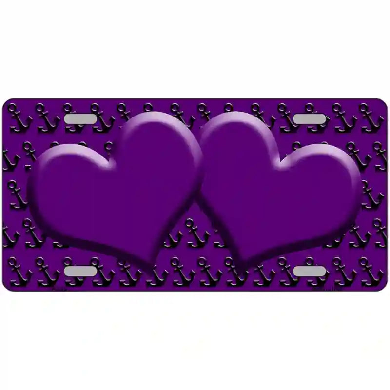 Purple Black Anchor Purple Heart Center Metal Novelty License Plate 24" x 12" (LLP)