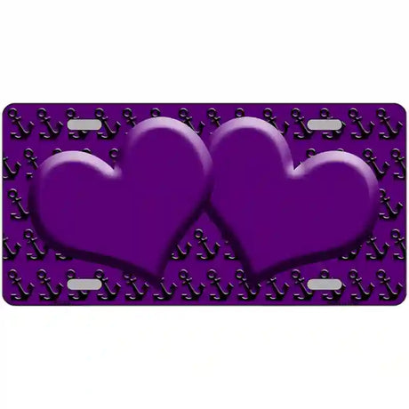 Purple Black Anchor Purple Heart Center Metal Novelty License Plate 24" x 12" (LLP)