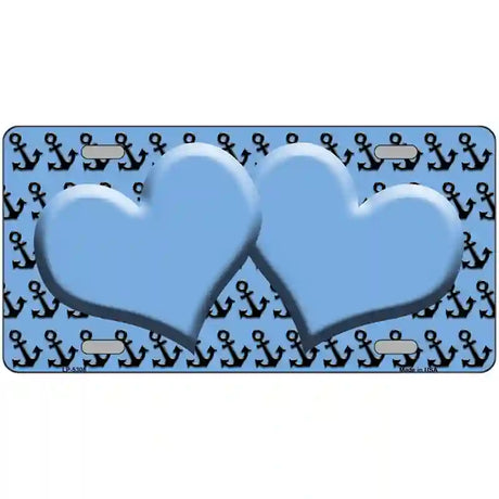 Light Blue Black Anchor Light Blue Heart Center Metal Novelty License Plate 24" x 12" (LLP)