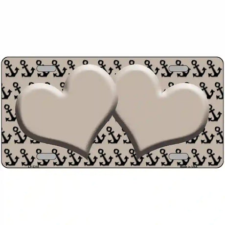 Tan Black Anchor Tan Heart Center Metal Novelty License Plate 24" x 12" (LLP)