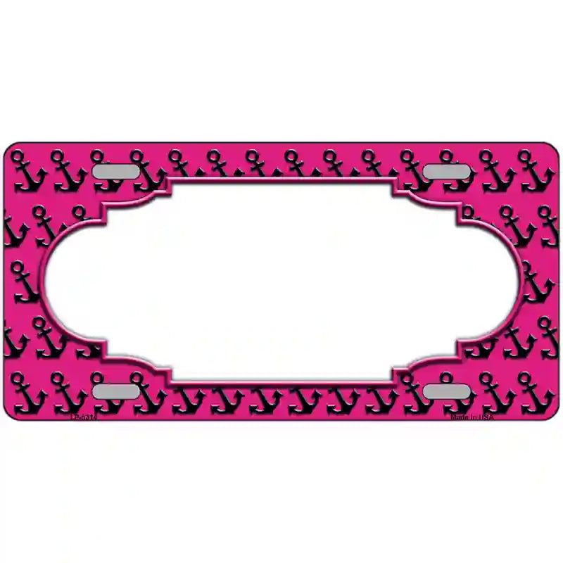 Pink Black Anchor Scallop Center Metal Novelty License Plate 24" x 12" (LLP)