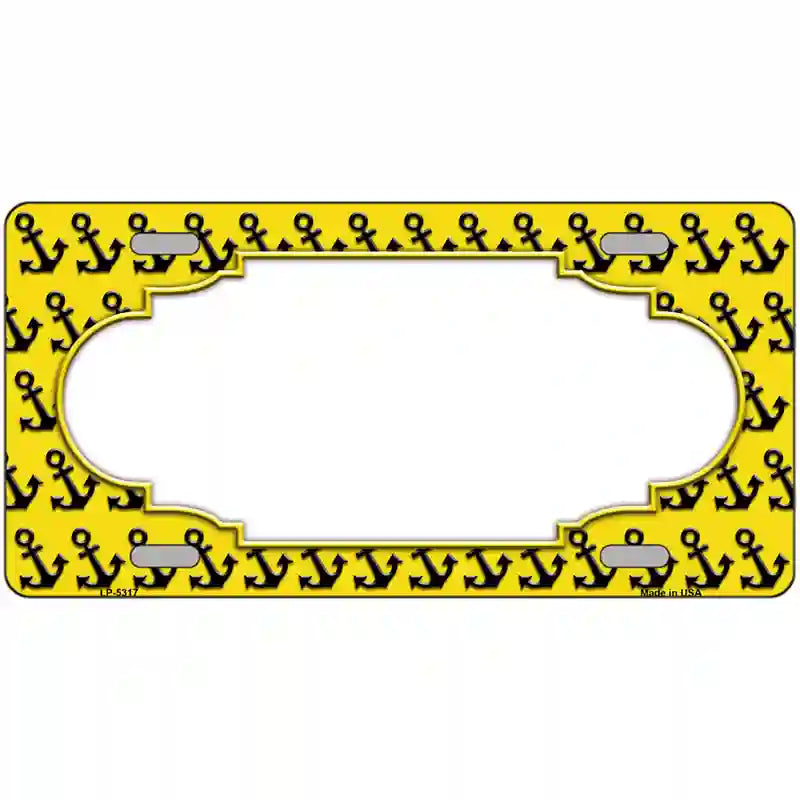 Yellow Black Anchor Scallop Center Metal Novelty License Plate 24" x 12" (LLP)