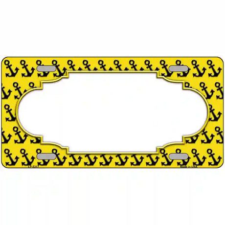 Yellow Black Anchor Scallop Center Metal Novelty License Plate 24" x 12" (LLP)