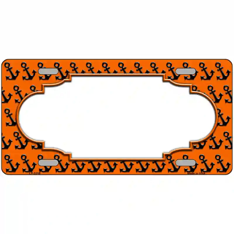 Orange Black Anchor Scallop Center Metal Novelty License Plate 24" x 12" (LLP)