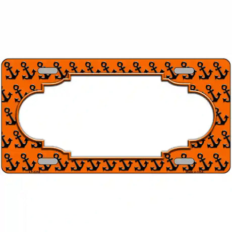 Orange Black Anchor Scallop Center Metal Novelty License Plate 24" x 12" (LLP)