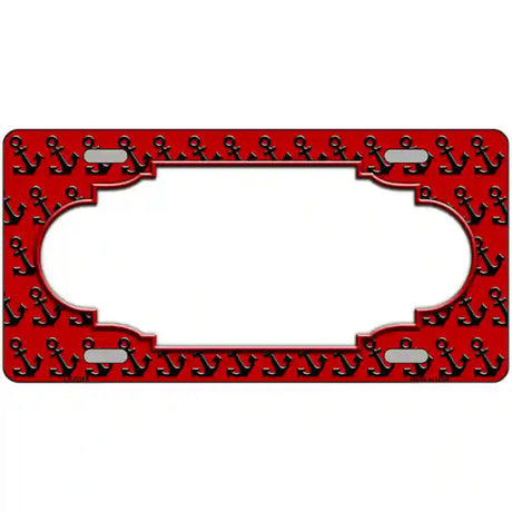 Red Black Anchor Scallop Center Metal Novelty License Plate 24" x 12" (LLP)