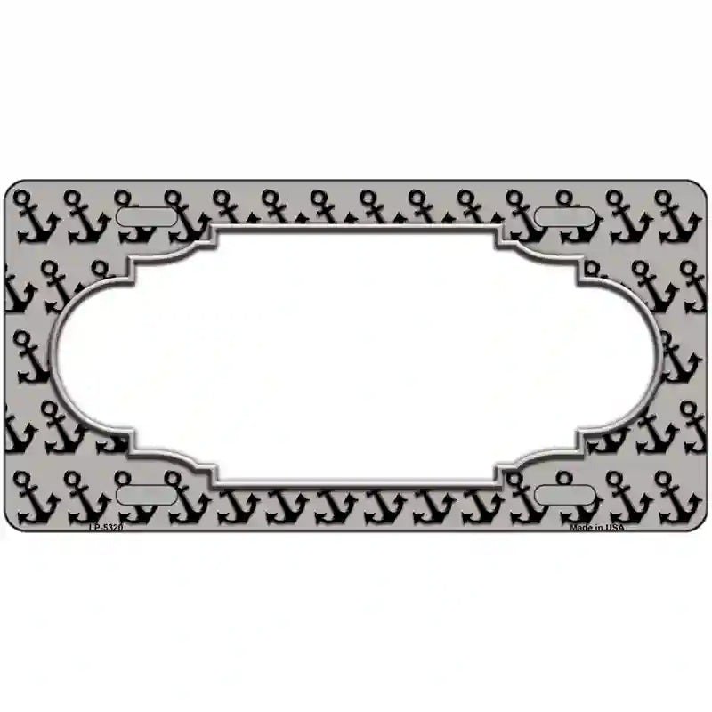 Grey Black Anchor Scallop Center Metal Novelty License Plate 24" x 12" (LLP)