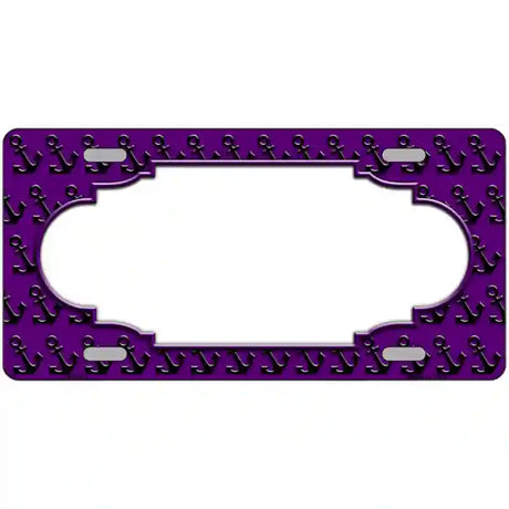 Purple Black Anchor Scallop Center Metal Novelty License Plate 24" x 12" (LLP)