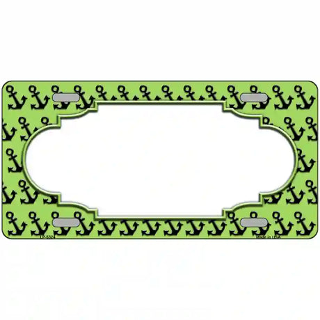 Lime Green Black Anchor Scallop Center Metal Novelty License Plate 24" x 12" (LLP)