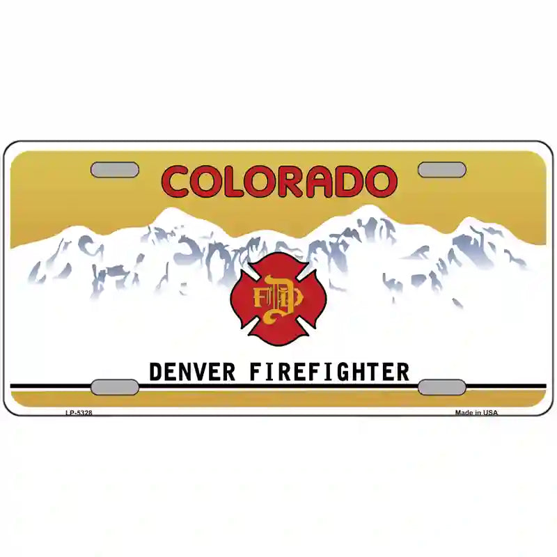 Denver Fire Fighter Metal Novelty License Plate 24" x 12" (LLP)