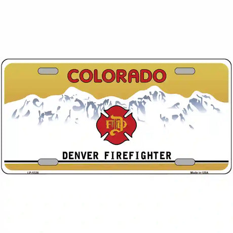 Denver Fire Fighter Metal Novelty License Plate 24" x 12" (LLP)