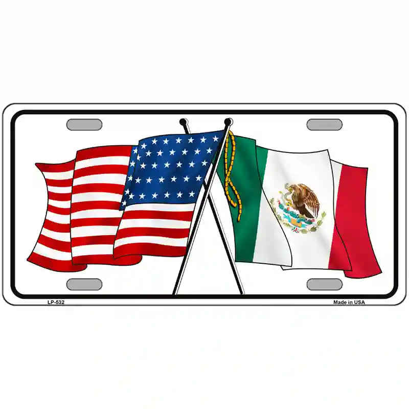 United States Mexico Flag Metal Novelty License Plate 24" x 12" (LLP)