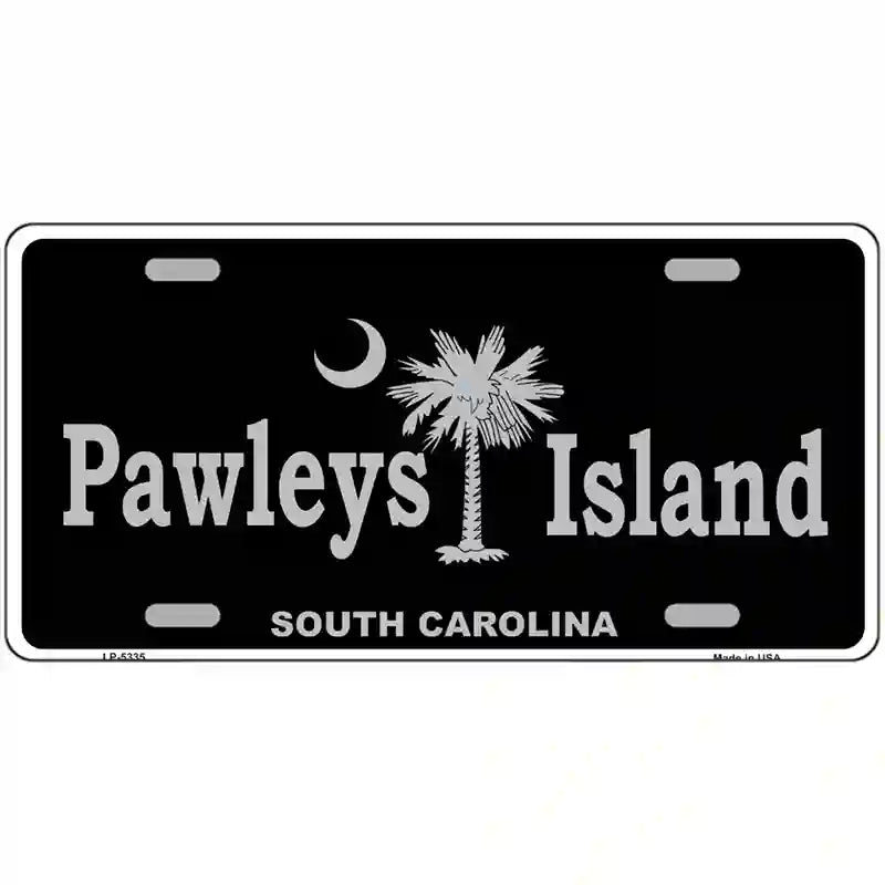 Pawleys Island Black Metal Novelty License Plate 24" x 12" (LLP)