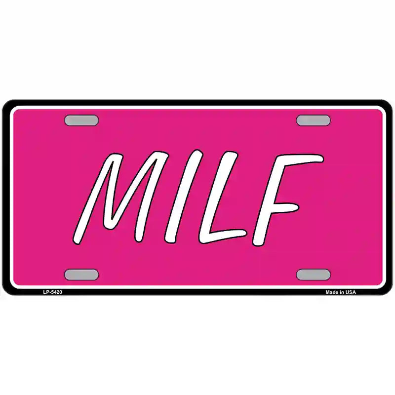 M.I.L.F Pink Metal Novelty License Plate 24" x 12" (LLP)