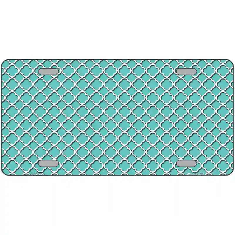 Tiffany Blue White Quatrefoil Metal Novelty License Plate 24" x 12" (LLP)