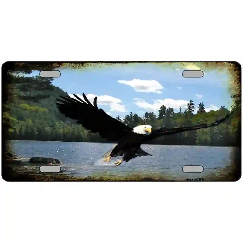 Eagle Over Water Novelty Metal License Plate 24" x 12" (LLP)