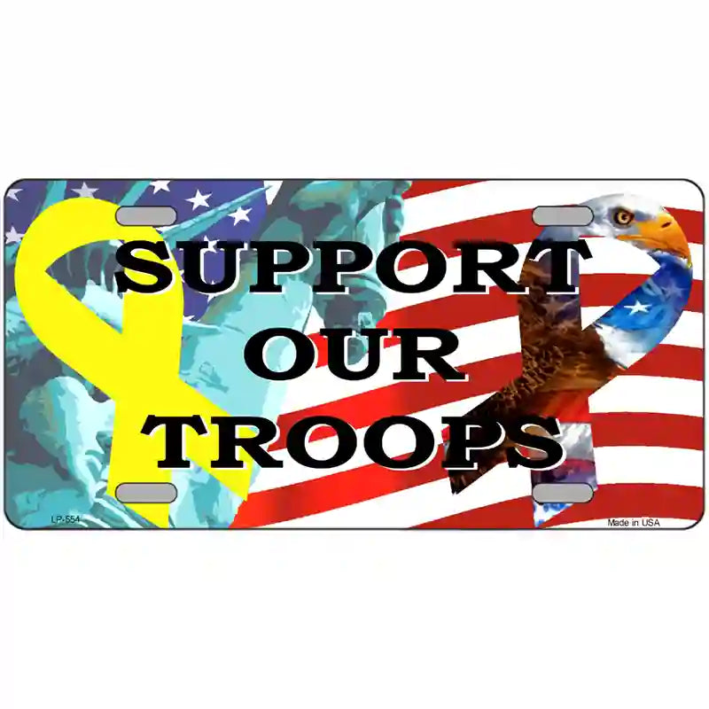 Support Our Troops Ribbon Metal Novelty License Plate 24" x 12" (LLP)