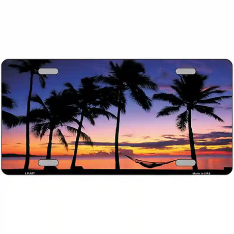 Sunset Hammock Metal Novelty License Plate 24" x 12" (LLP)