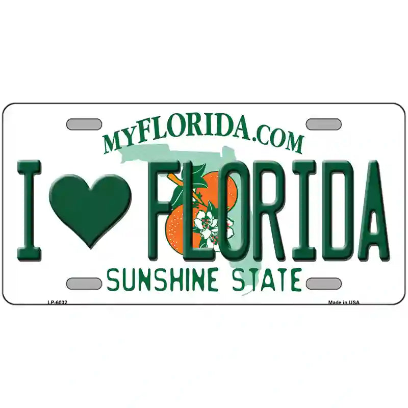 I Love Florida Novelty Metal License Plate 24" x 12" (LLP)