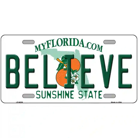 Believe Florida Novelty Metal License Plate 24" x 12" (LLP)