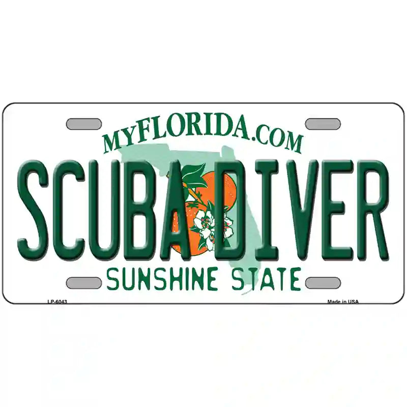 Scuba Diver Florida Novelty Metal License Plate 24" x 12" (LLP)