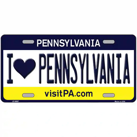 I Love Pennsylvania State Novelty Metal License Plate 24" x 12" (LLP)