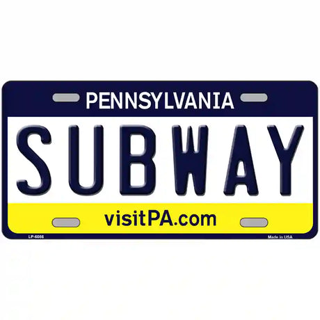 Subway Pennsylvania State Novelty Metal License Plate 24" x 12" (LLP)