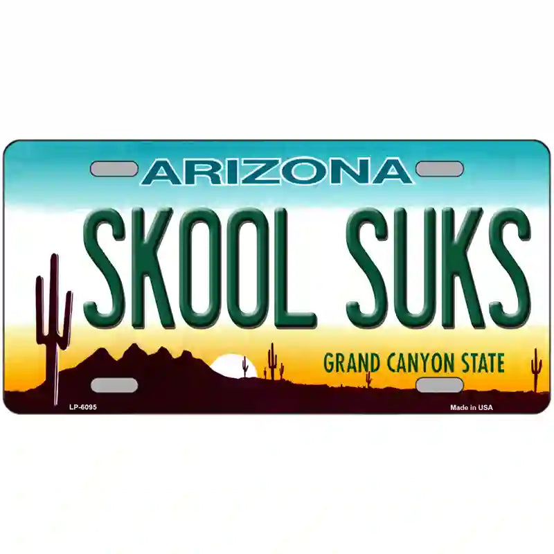 Arizona Skool Suks Novelty Metal License Plate 24" x 12" (LLP)