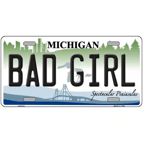 Bad Girl Michigan Metal Novelty License Plate 24" x 12" (LLP)