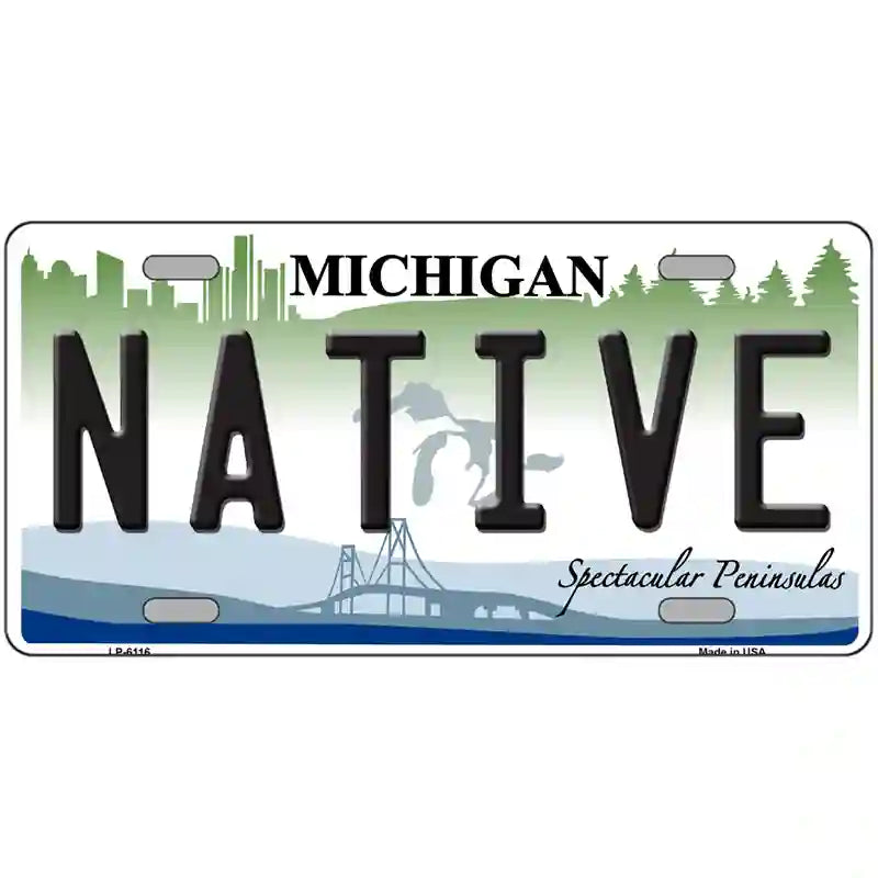 Native Michigan Metal Novelty License Plate 24" x 12" (LLP)