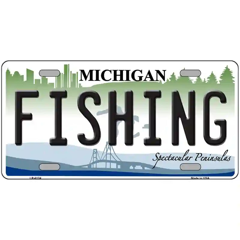 Fishing Michigan Metal Novelty License Plate 24" x 12" (LLP)