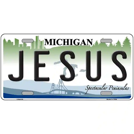 Jesus Michigan Metal Novelty License Plate 24" x 12" (LLP)