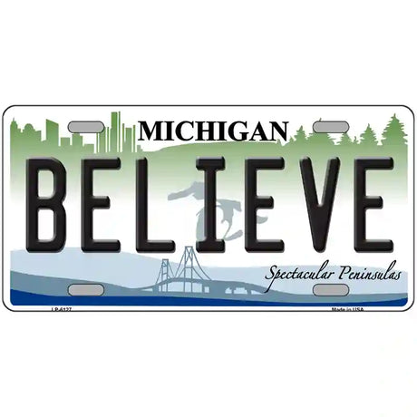 Believe Michigan Metal Novelty License Plate 24" x 12" (LLP)