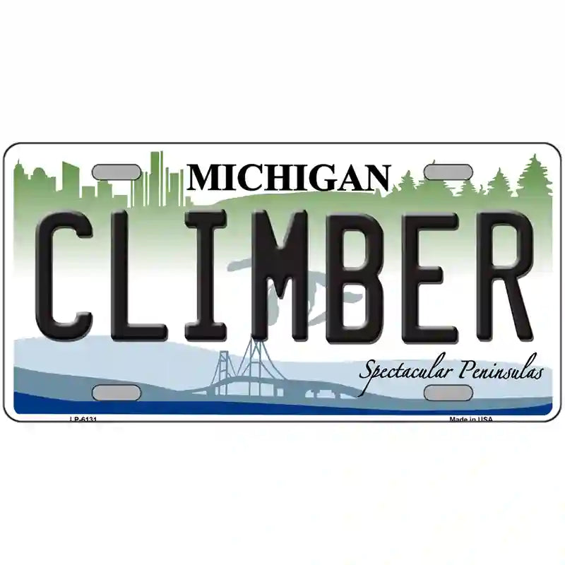 Climber Michigan Metal Novelty License Plate 24" x 12" (LLP)