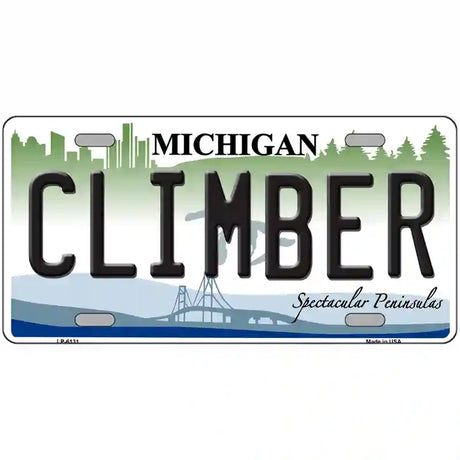 Climber Michigan Metal Novelty License Plate 24" x 12" (LLP)