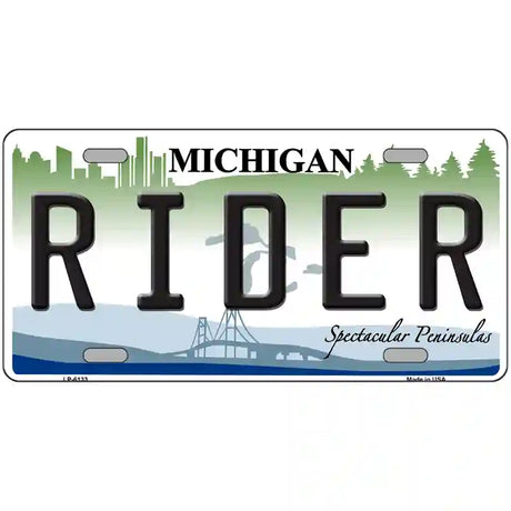 Rider Michigan Metal Novelty License Plate 24" x 12" (LLP)