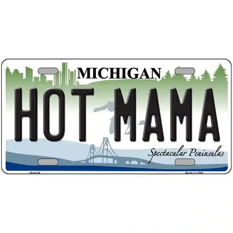 Hot Mama Michigan Metal Novelty License Plate 24" x 12" (LLP)