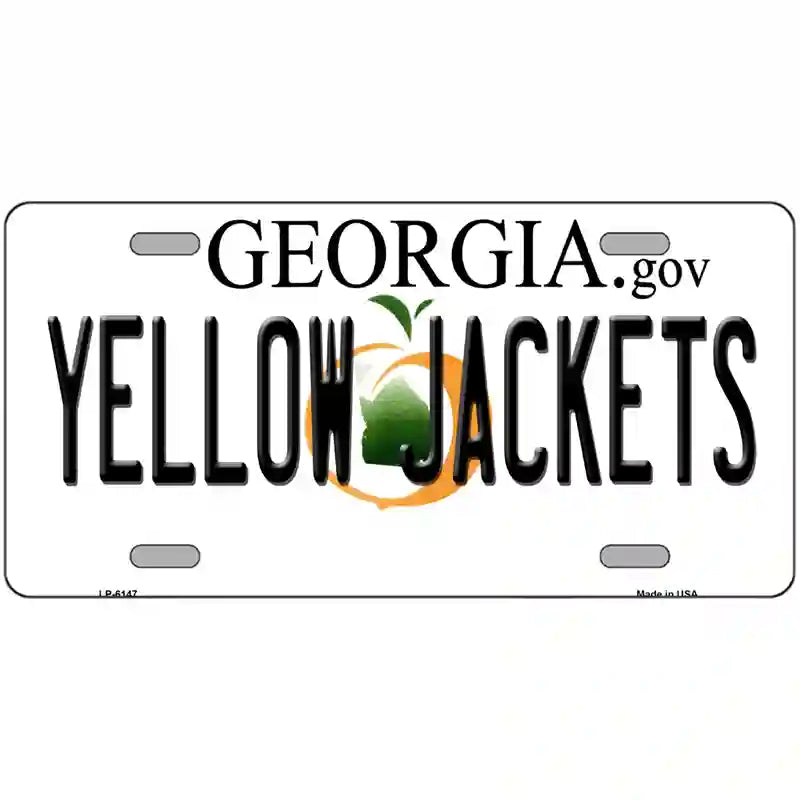 Yellow Jackets Georgia Novelty Metal License Plate 24" x 12" (LLP)