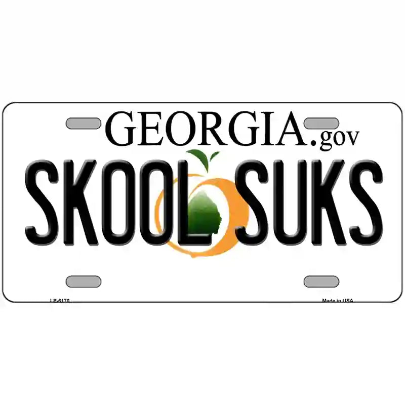 Skool Suks Georgia Novelty Metal License Plate 24" x 12" (LLP)