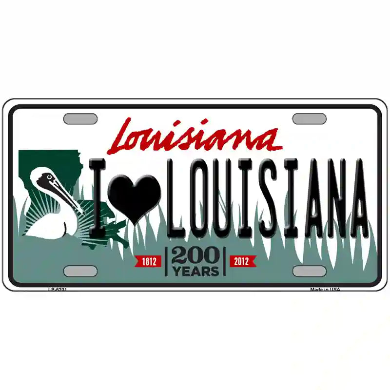 I Love Louisiana Novelty Metal License Plate 24" x 12" (LLP)