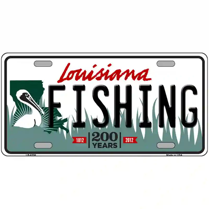 Fishing Louisiana Novelty Metal License Plate 24" x 12" (LLP)