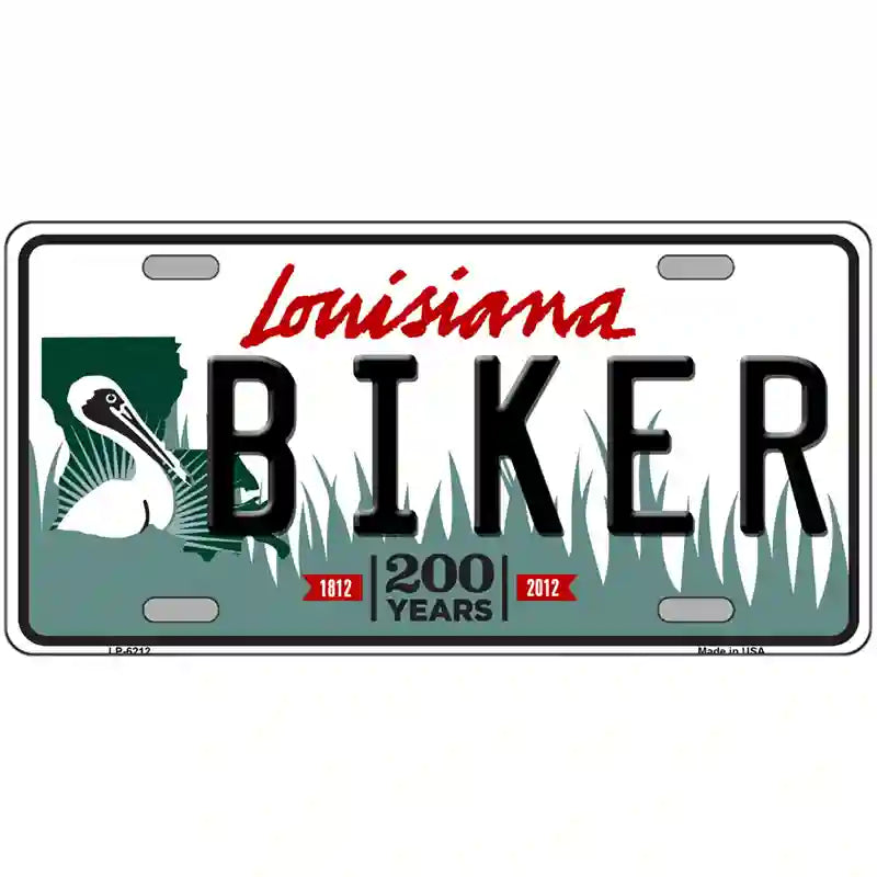 Biker Louisiana Novelty Metal License Plate 24" x 12" (LLP)