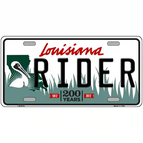 Rider Louisiana Novelty Metal License Plate 24" x 12" (LLP)