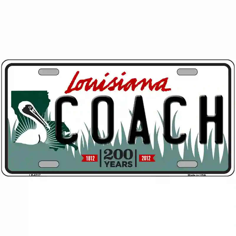 Coach Louisiana Novelty Metal License Plate 24" x 12" (LLP)