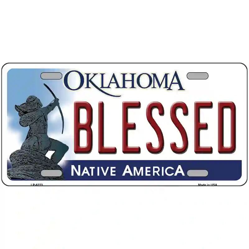 Blessed Oklahoma Novelty Metal License Plate 24" x 12" (LLP)