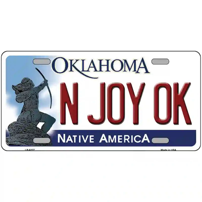 N Joy Ok Oklahoma Novelty Metal License Plate 24" x 12" (LLP)