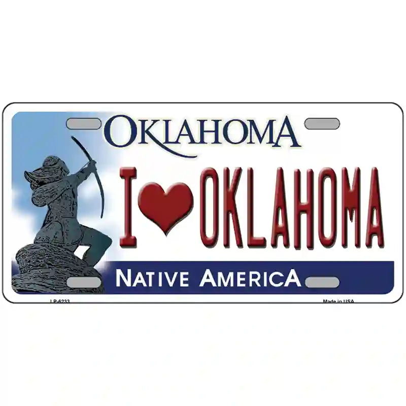 I Love Oklahoma Novelty Metal License Plate 24" x 12" (LLP)