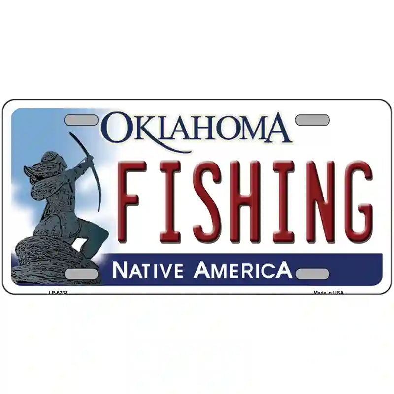 Fishing Oklahoma Novelty Metal License Plate 24" x 12" (LLP)