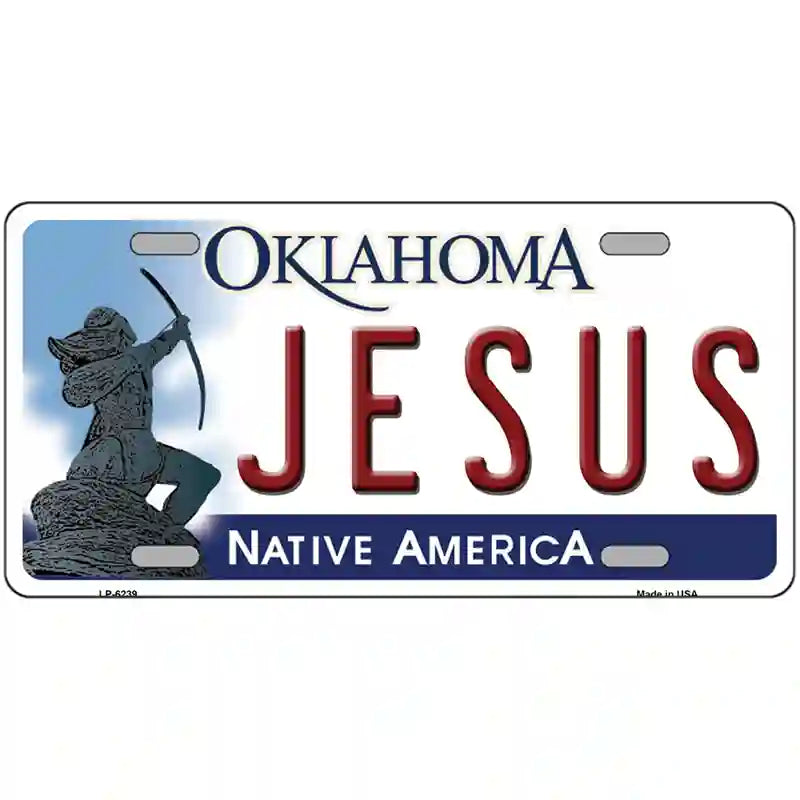 Jesus Oklahoma Novelty Metal License Plate 24" x 12" (LLP)